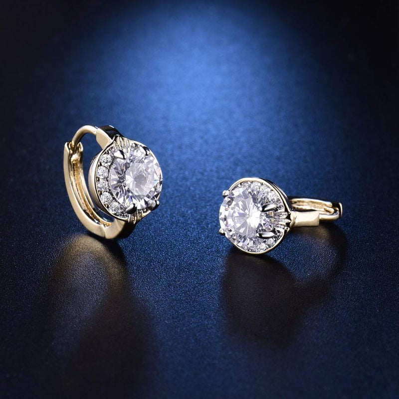 GULICX Fashion Jewelry Gold Tone Oval White Crystal Lovely Royal Gorgeous Hoop Earrings - Image 4